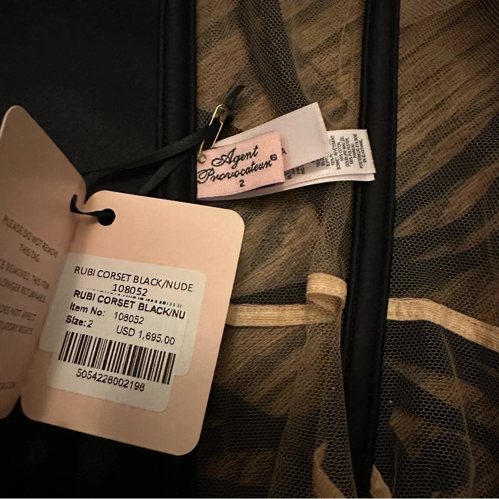Agent Provocateur Rubi corset size 2 small Swarovski crystals black nude - Picture 17 of 17